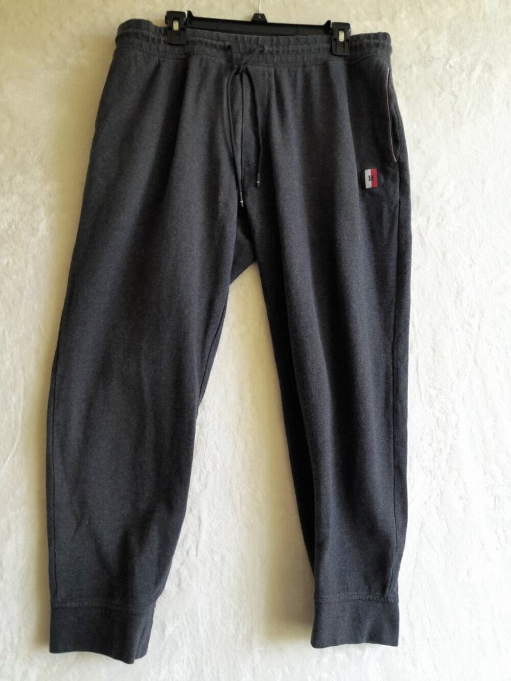 Tommy Hilfiger Mens Jogger Logo Sweatpants Pockets Faded Black Size Large